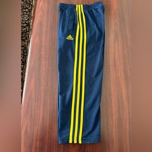 Youth Boys Adidas Athletic Pants, Navy and Yellow